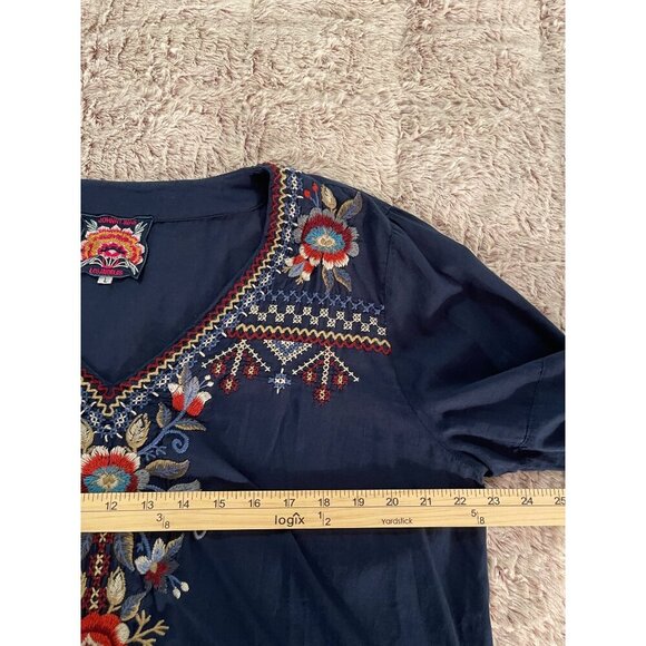 Johnny Was Navy Embroidered Blouse - Picture 8 of 16